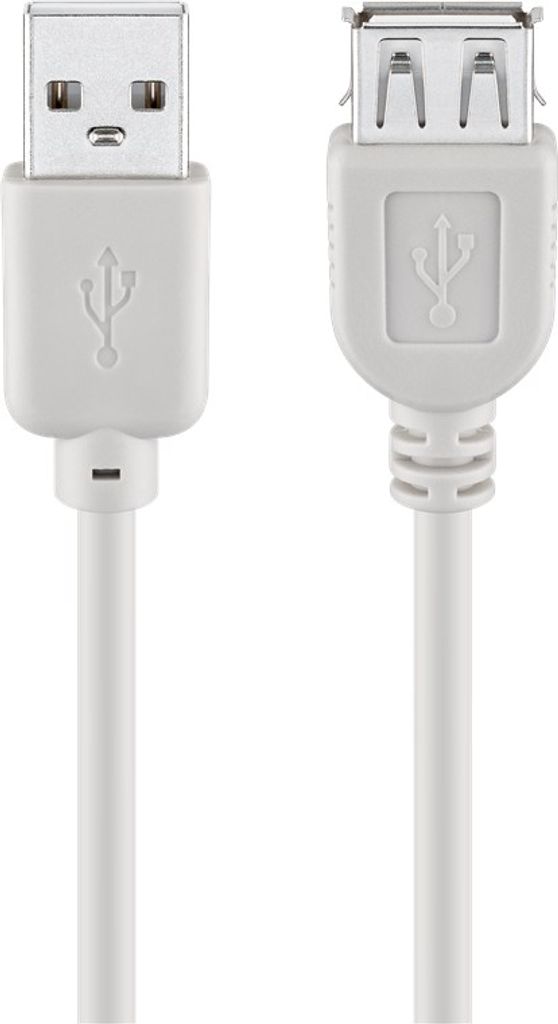 Goobay 68624 USB 2.0 Hi-Speed Verlängerungskabel, Grau, 0.6 m - USB 2.0-Stecker (Typ A) > USB 2.0-Buchse (Typ A)
