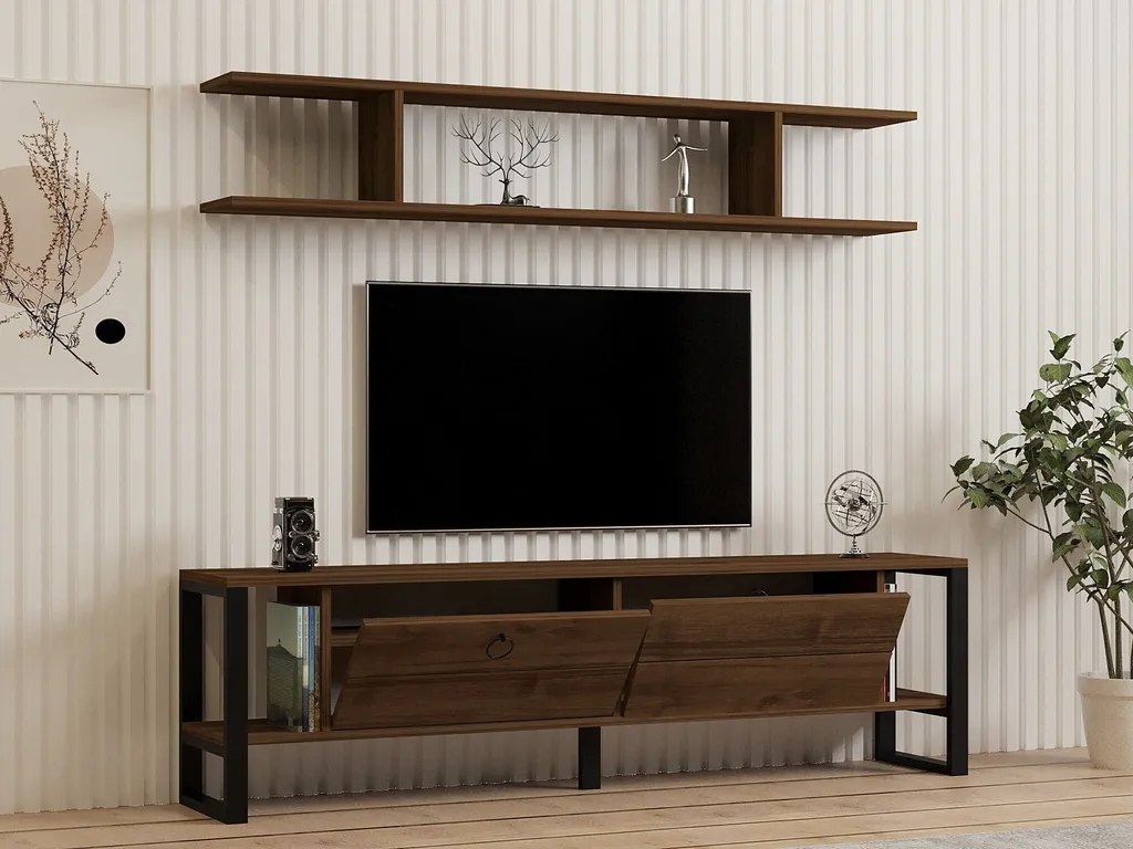 Skye Decor Melis CTQ Meuble TV Noyer 160cm en Bois Mélaminé Design