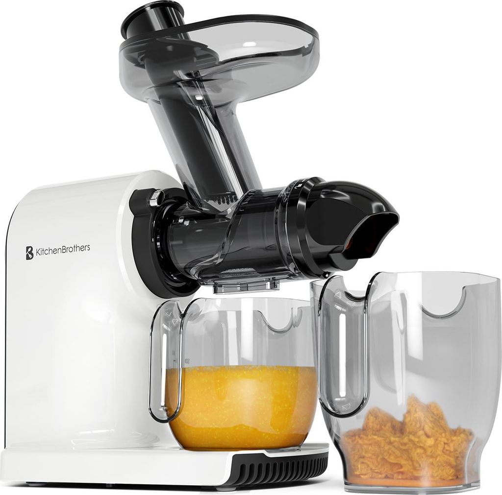 KitchenBrothers Slow Juicer - Kompakt - Entsafter - Obst- und Gemüsepresse - 45mm - 500ml - Weiß
