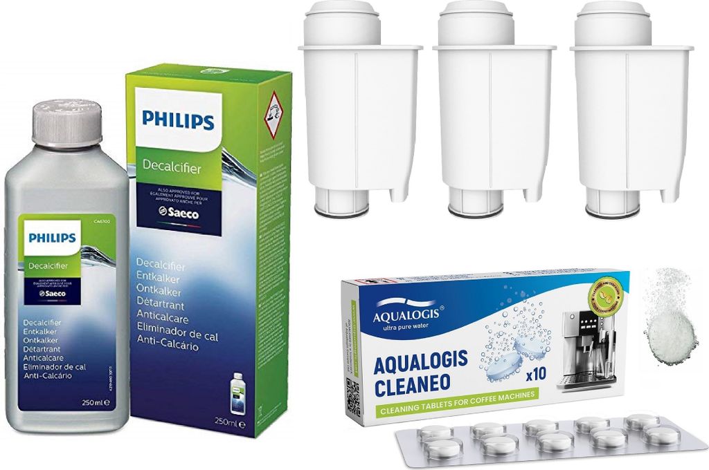 Set für Philips Aqualogis AL-Inte+ Kaffeemaschinen 3-tlg., Cleaneo 10tab, CA6700/10