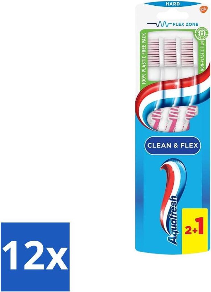 Aquafresh Brosse à dents Clean & Flex Hard 3 pièces - Pack Image du produit 