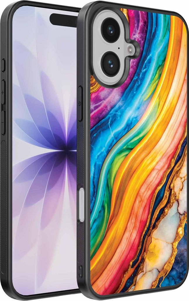Geeignet für iPhone 17 Telefon Fall mit Regenbogen Gold Marmor Print - TPU Backcover Fall Regenbogen Gold Marmor Design - Smartphonica