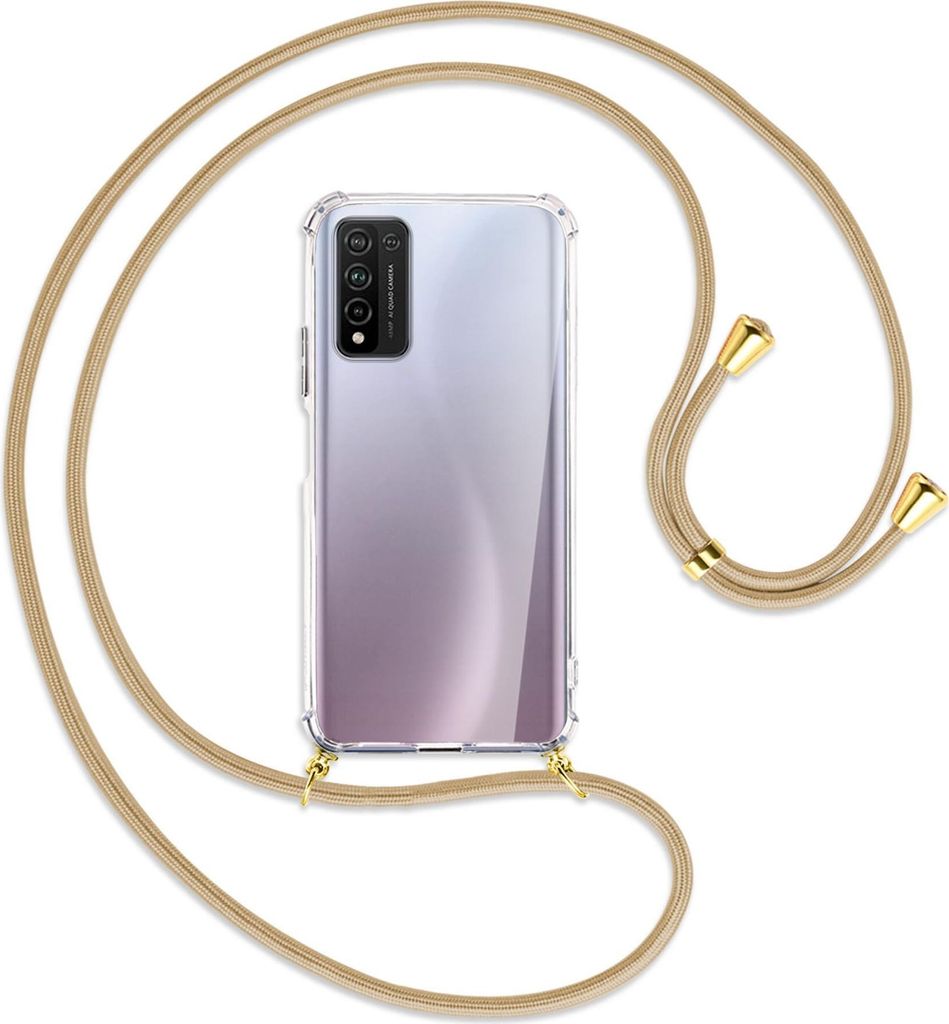 Handykette Backcover-Schutzhülle mit Band (Metall goldfarben) für Honor 10X Lite - caramel
