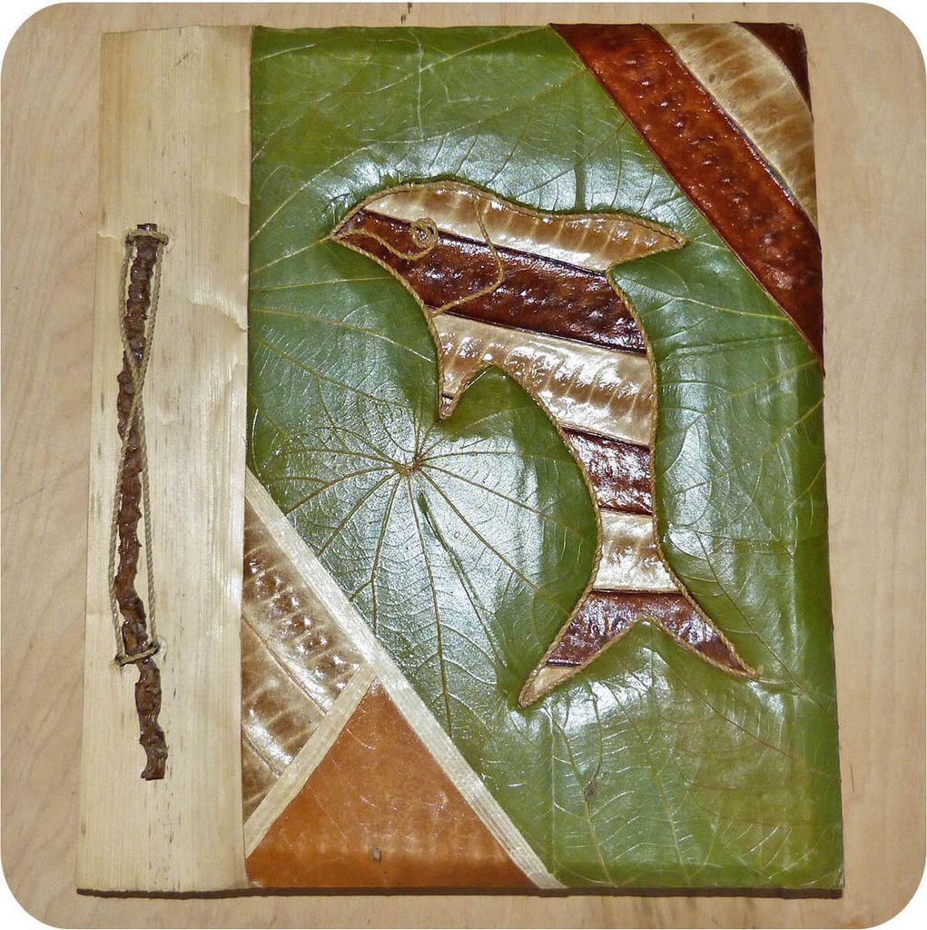 Handgemachtes Notizbuch Gästebuch Erinnerungen Buch handgefertigt Kunsthandwerk Adressbuch Natur 22 x 17 cm mittel, Fisch