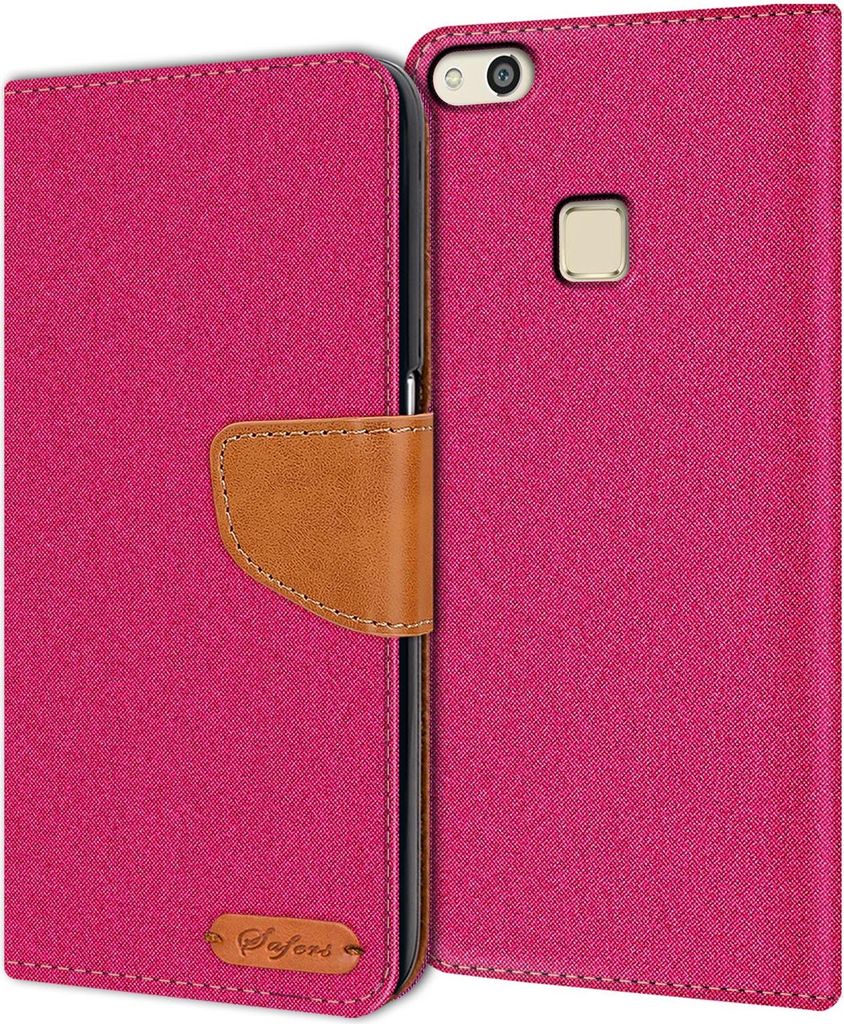 Handy Hülle Huawei P10 Lite Tasche Wallet Flip Case Schutz Hülle Stoff Cover