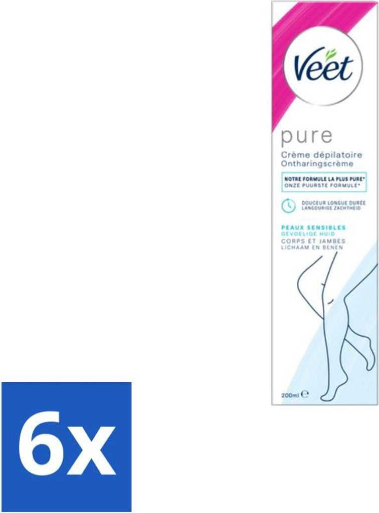 Veet Enthaarungscreme für empfindliche Haut 200 ml - Vorteilspack - 6 Stücke