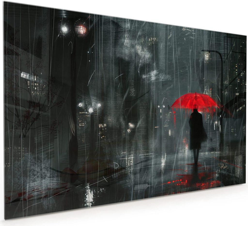 Küchenrückwand Spritzschutz Glas mit Motiv Regenroter Schirm 40 x 40 cm