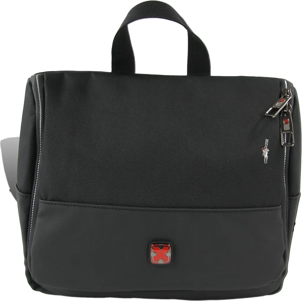 Travel N Meet borsa cosmetica in poliestere nero borsa da toilette borsa per il lavaggio D2OTD701S