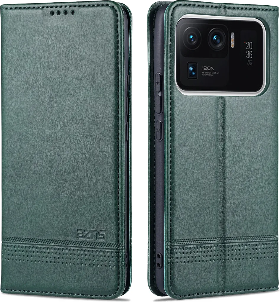 Custodia Flip Xiaomi Mi 11 Ultra: Portafoglio in Pelle Verde e Supporto - 1
