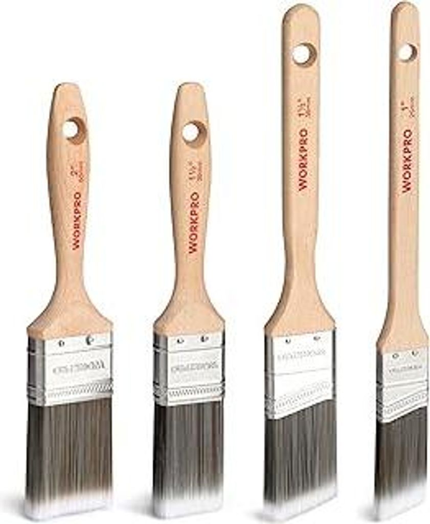 Malerpinsel Set Lackierpinsel Lasurpinsel Set, Holz100% , Profi 4 Stück, Flachpinsel & Winkelpinsel 25mm /38mm / 38mm / 50mm Praktischer Lackpinse...