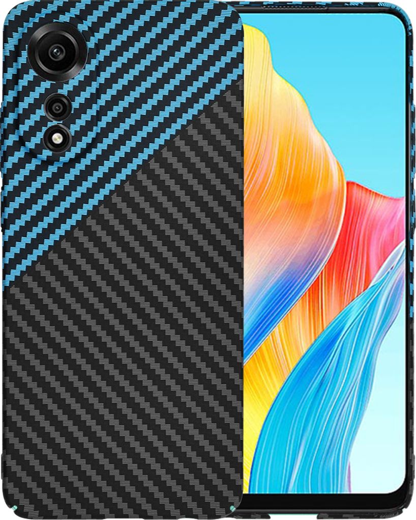 Techsuit Carbonite FiberShell Back Cover Hülle für Oppo A78 - Blau/Schwarz