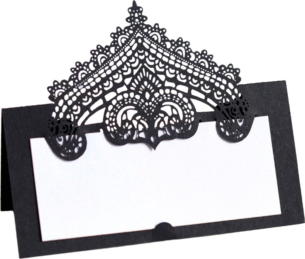 50 Counts Laser Cut Tischkarten, 9cm Tischkarten Für Hochzeit Greenery Seating Tischkarten Zelt Blank Tischkarten, Folding Namenskarten(schwarz)