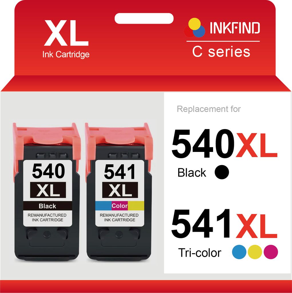 INKFIND 540XL 541XL Tintenpatrone kompatibel mit Canon 540 Canon540 Canon541 Canon 541 Canon PG-540 PG-540XL CL-541 CL-541XL Hohe Kapazität / 2er-...