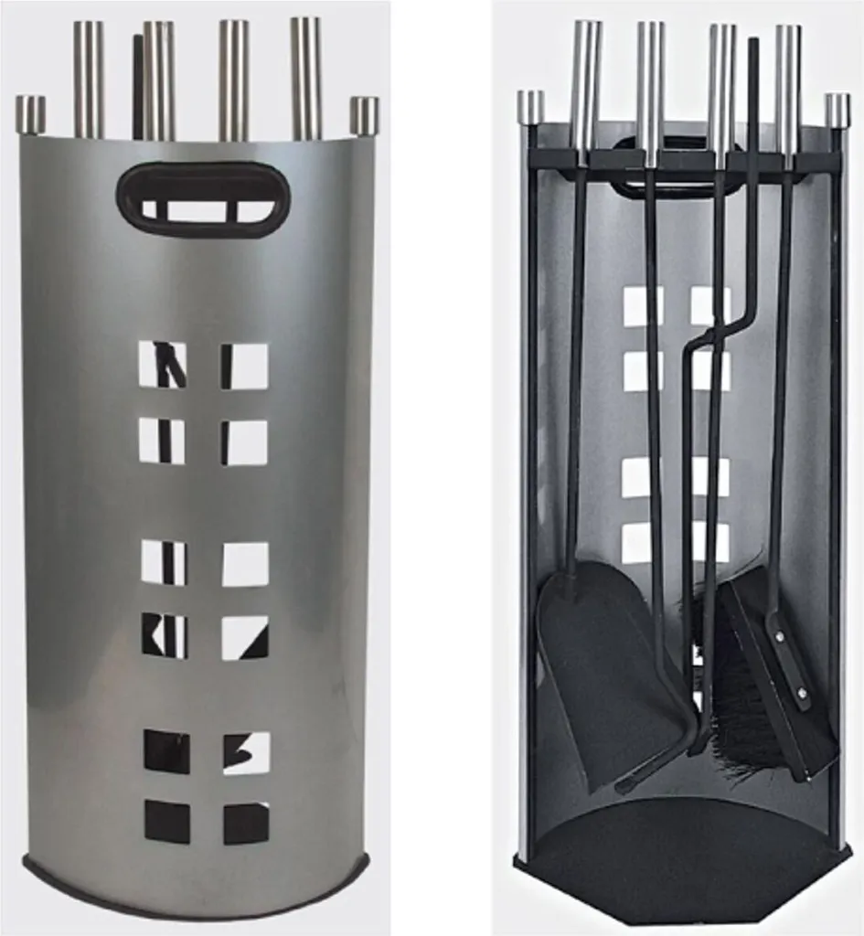 Set de cheminée moderne 5 pièces en fer forgé - Kit entretien du poêle