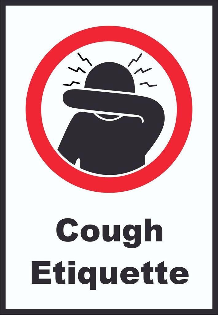 Cough Etiquette Symbol und Text Schild A6 Rückseite selbstklebend