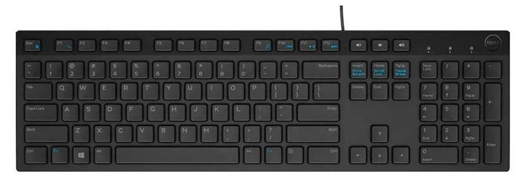 DELL kabelgebundene Tastatur – KB216 - ukrainisch (QWERTY) - schwarz, Volle Größe (100%), Kabelgebunden, USB, QWERTY, Schwarz