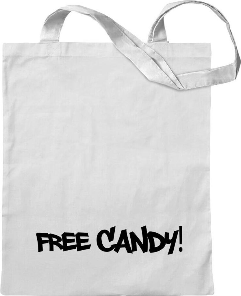Kiwistar - Baumwolltasche - weiss - Free Candy - Tragetasche Stoffbeutel Umhängetasche Langer Henkel
