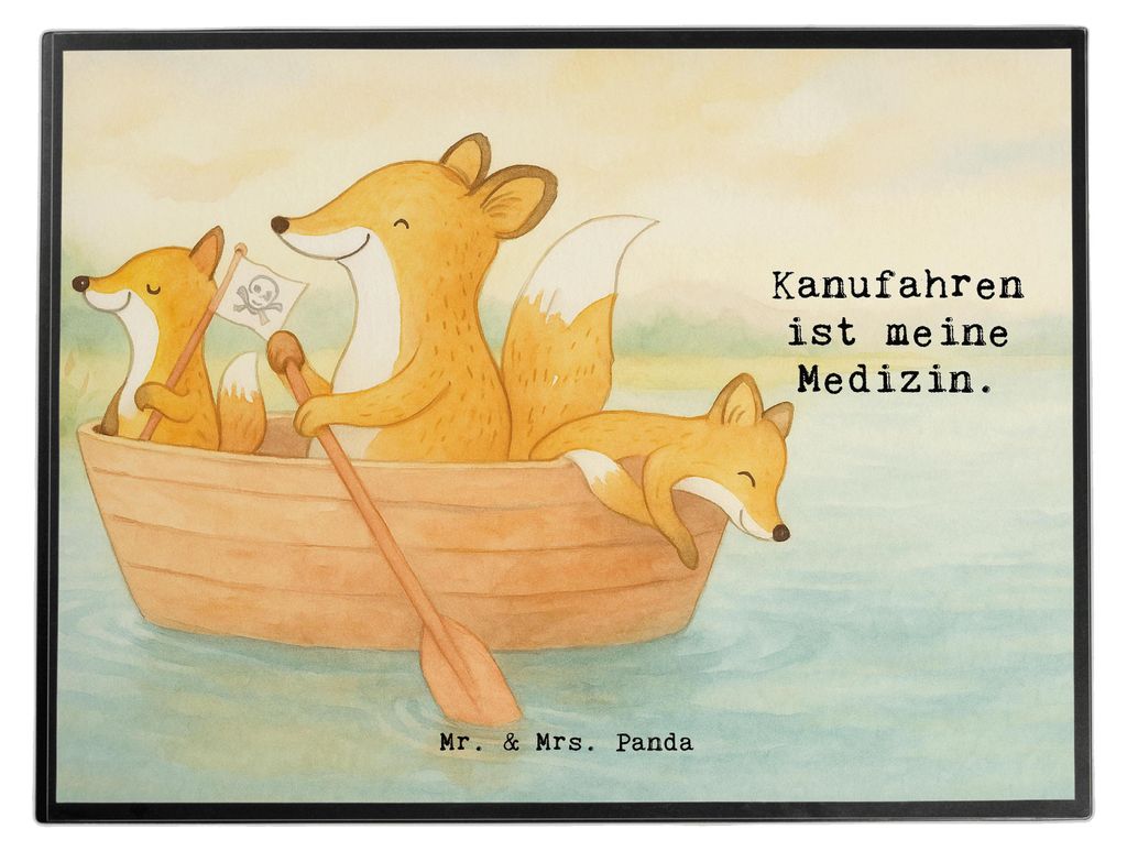 Mr. & Mrs. Panda schreibtischunterlage Fuchs Kanufahren Design - Weiß - Geschenk, Paddeltour, Schenken, Schreibunterlage, malmatte, Kanu Schule, s...