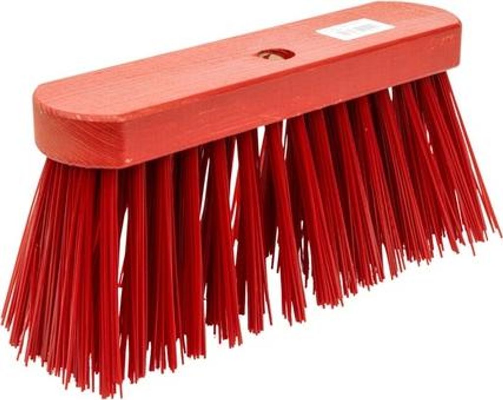 Straßenbesen aus reinem PVC - Rot lackiert, Pavement Sweeper mit robusten Borsten für Außenbereiche - 30 cm, passend für Holzgriff Ø 24 mm