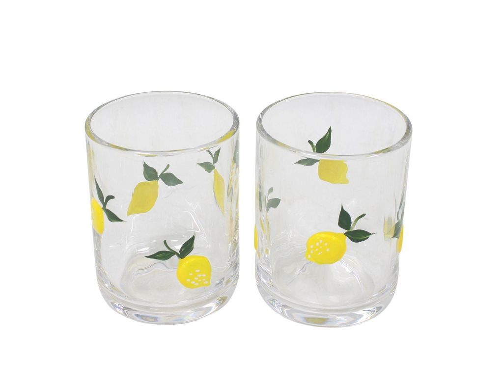 Glas "Zitrone", 2er Set, vielseitig verwendbar Maße: Ø 8 x 11 cm, Füllmenge 400 ml, Nicht spülmaschinengeeignet