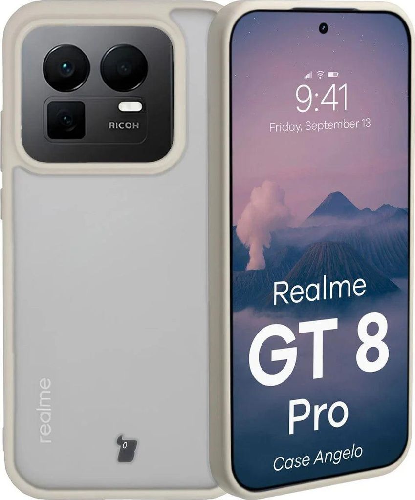 Handyhülle für Realme GT 8 Pro, Bizon Case Angelo, Semitransparent mit beigem Rahmen