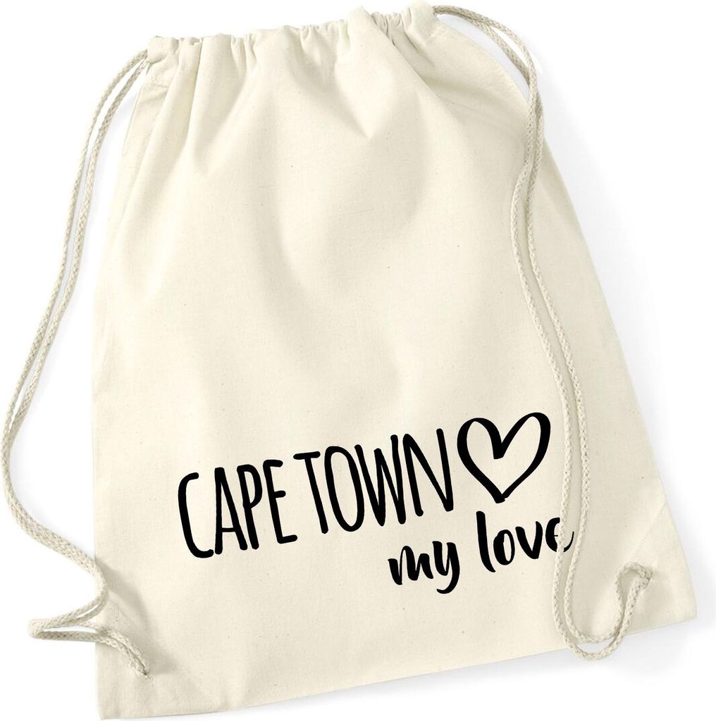 Huuraa Turnbeutel Cape Town my love 12 Liter Natural Baumwolle Rucksack Geschenkidee