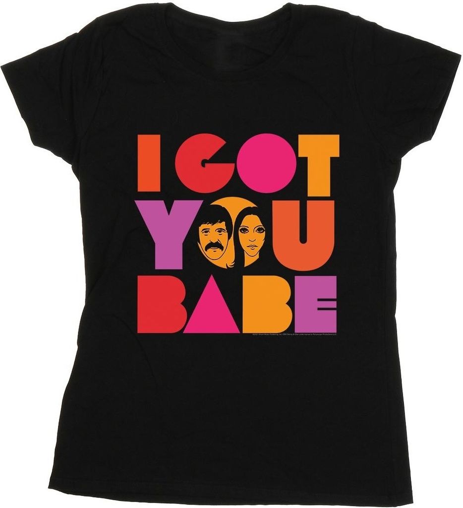 Sonny & Cher - "I Got You" T-Shirt für Damen BI37821 (S) (Schwarz)