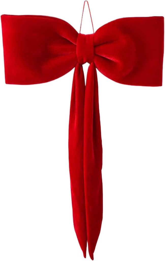 Große rote Samtschleife (30 x 40 cm) für Weihnachtsdekoration im Innen- und Außenbereich, Türkranz, Girlande, festliches Geschenk