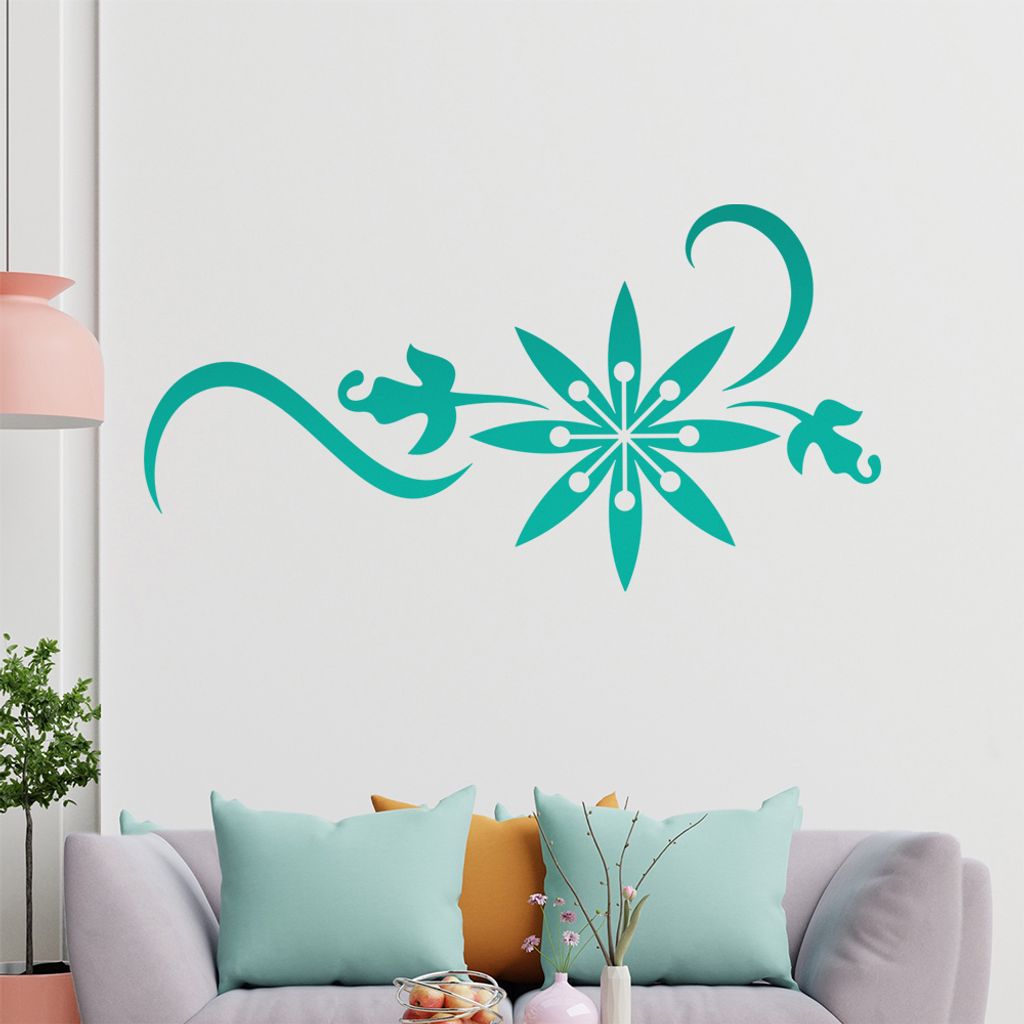 Blume - Linien Wandtattoo in 6 Größen - Wandaufkleber Wall Sticker - Dekoration, Küche, Wohnzimmer, Schlafzimmer, Badezimmer