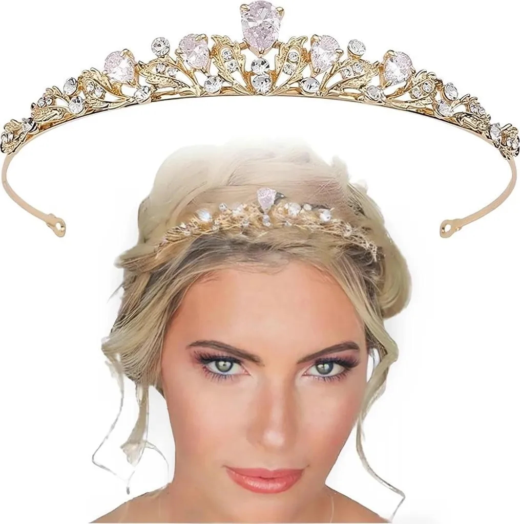 Corona Sposa Oro Camerazar con Zirconi - Accessorio Capelli Lux