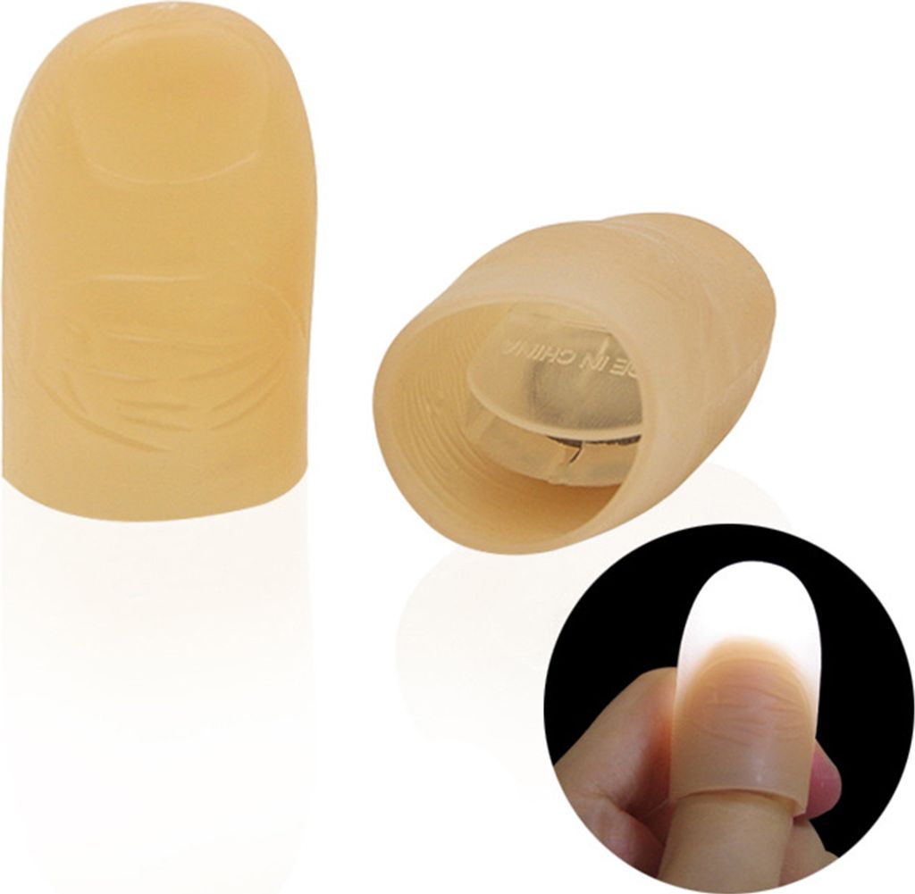 2 Stück LED leuchten Finger-Daumen-Spitzen Kuso Streich Magie Party Trick Requisiten Kinderspielzeug-Weiß
