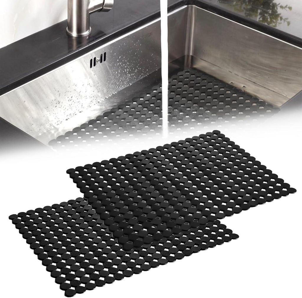 Spülbeckenmatten 40×30 cm schwarz PVC, zuschneidbar, Produktbild 