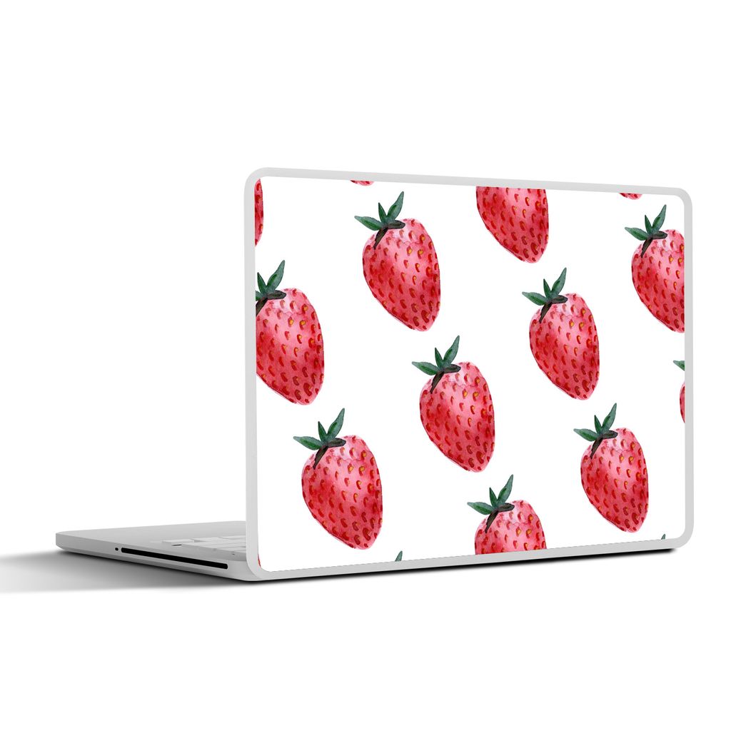 MuchoWow Laptop Aufkleber Sticker Cover Erdbeere - Muster - Aquarell 32.5x23.5 cm - Sticker für Laptop - Selbstklebend