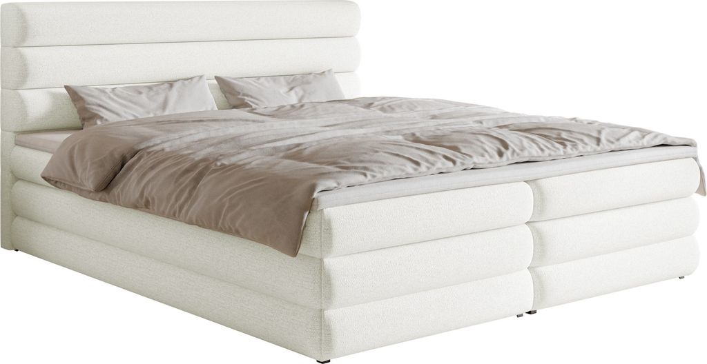 Selsey ALEGRE - Boxspringbett mit Bettkasten, Weiß, 180x200 cm