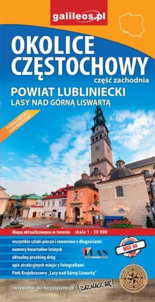 Wasserdichte Touristenkarte Częstochowa-Lubliniec