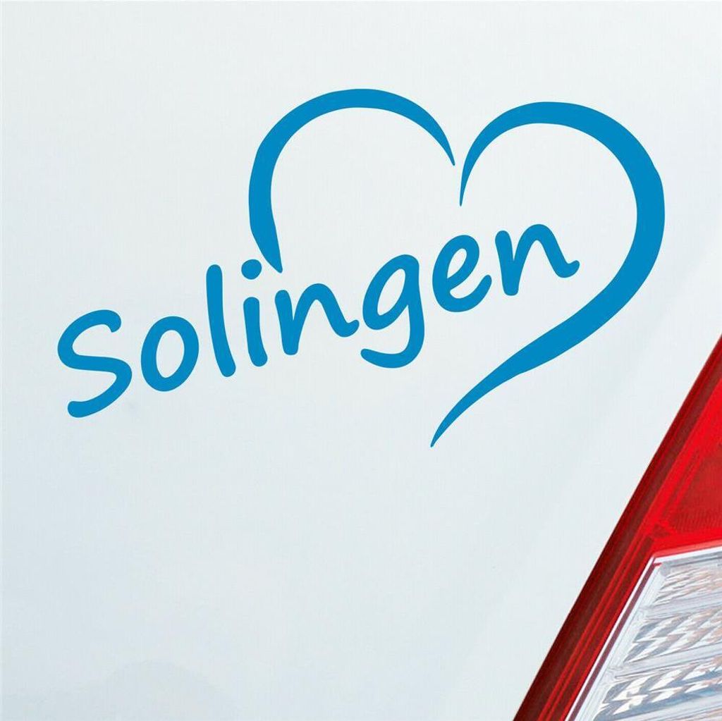 Auto Aufkleber Solingen Herz Stadt City Love Liebe Heimat 14x8 cm Hellblau Sticker Heckscheibenaufkleber