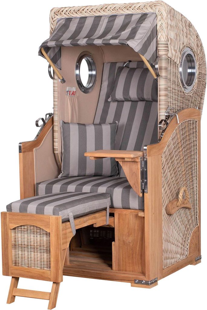 Strandkorb-Set - bene living - Ammersee Single Teak - PE shell - Modell 537 - inkl. Liftersystem