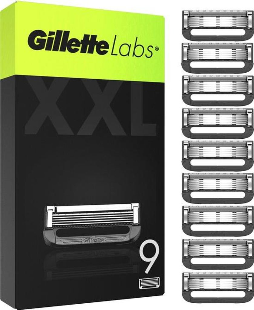 Gillette Nachfüllklingen für GilletteLabs - Peeling Bar und beheizter Rasierer - 9 Rasierklingen