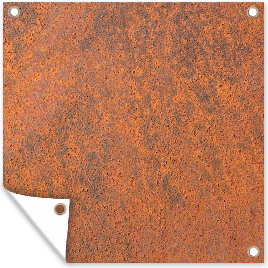 MuchoWow 100x100 cm Outdoor-Poster Gartendeko Sichtschutz Garten Poster für den Garten Rostdruck - Eisen - Orange - Braun
