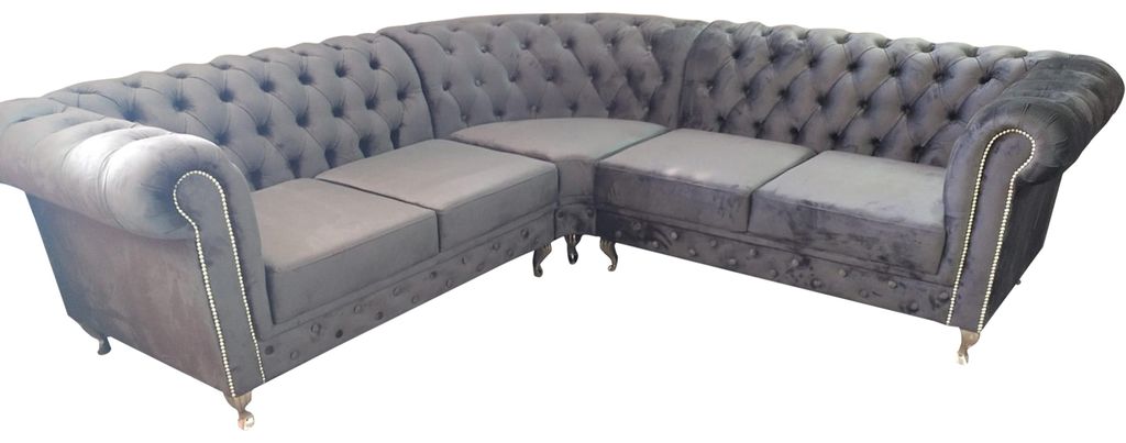 Chesterfield L-Form Ecksofa Couch Design Polster Textil Sofa Ecke Couchen