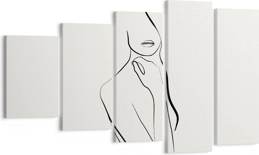 Bild auf Leinwand - Leinwandbild - 5 Teile - Frau Skizze Zeichnung - 100x60cm - Wand Bild - Wanddeko - Wandbilder - Leinwanddruck - Bilder - Wandde...