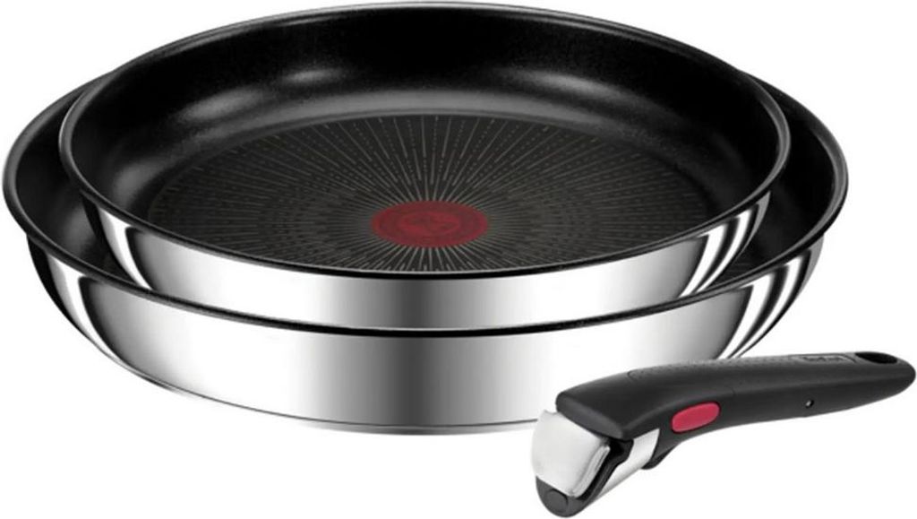Set bestehend aus 2 22/26 cm edelstahl-bratpfannen + griff Produktbild 