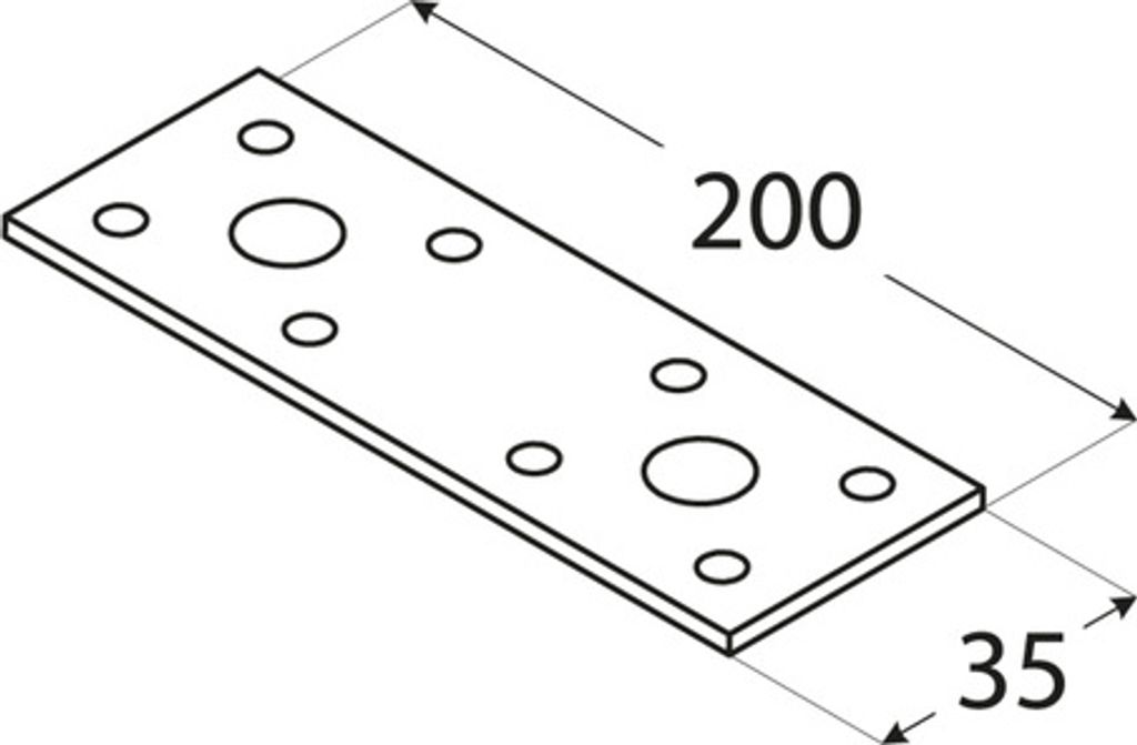 Lochplatte 200 x 35 x 2,50 mm Flachverbinder Holzverbinder verzinkt