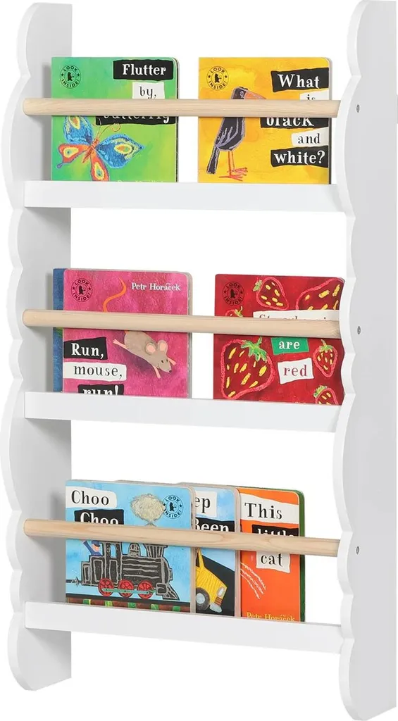 Bibliothèque enfant 4 étagères en pin massif gris clair gain de place