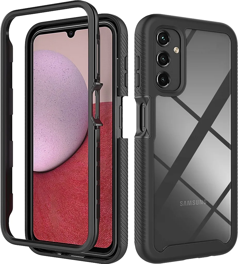 Custodia Ibrida Galaxy A14 5G: Trasparente con Bumper Nero Elegante