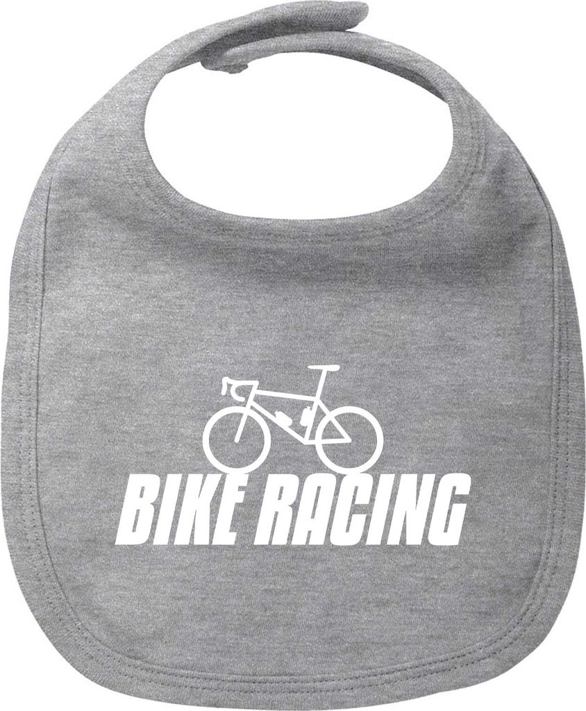 Huuraa Baby Lätzchen Bike Racing Fahrrad Heather Grey Klettverschluss Baumwolle Latz Geschenkidee