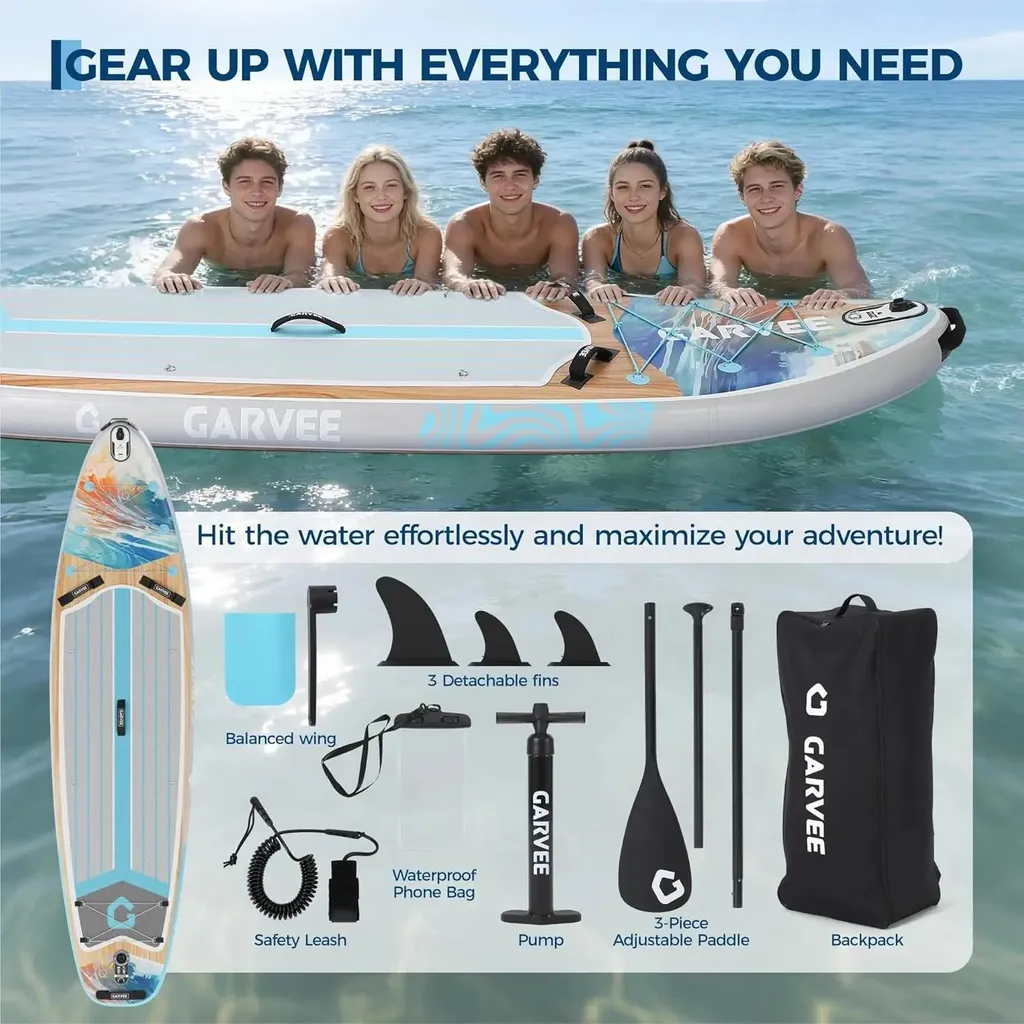 Stand Up Paddle gonflable stable 10' avec surface antidérapante EVA