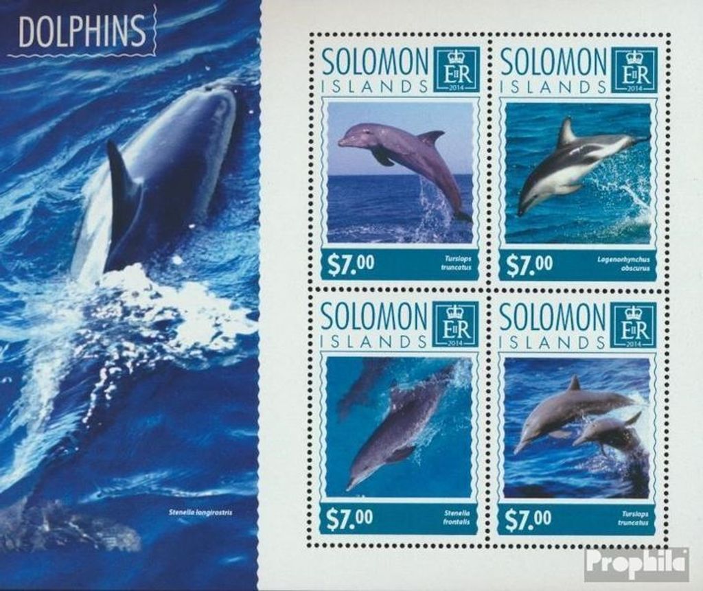 Briefmarken Salomoninseln 2014 Mi 2842-2845 Kleinbogen (kompl. Ausg.) postfrisch Delfine