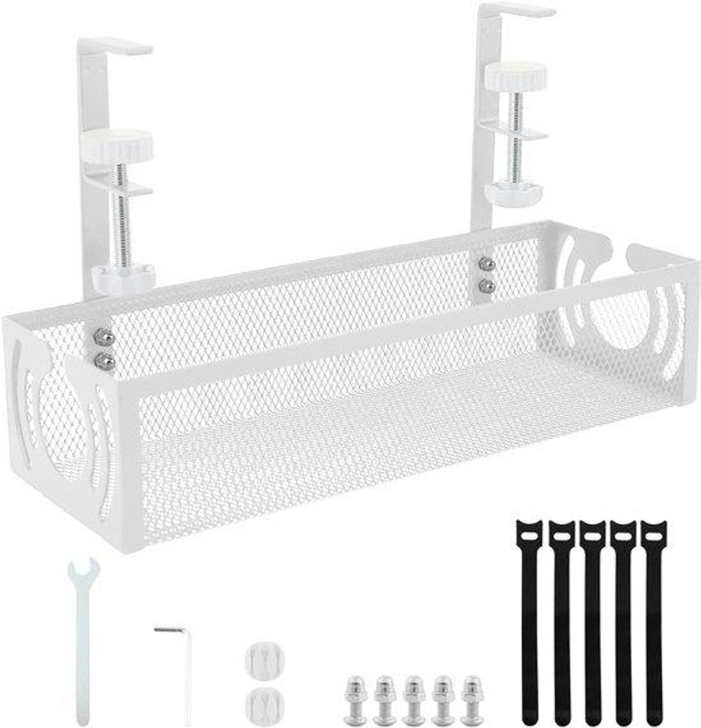 Kabelorganizer unter Schreibtisch, weiß, Metallgitter