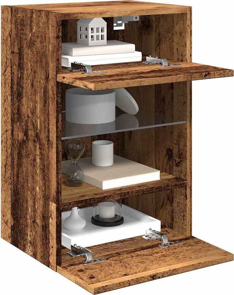 Design New Wandschränke mit LED-Leuchten für TV 2 Stk. Altholz-Optik - TV-Schränke Möbel2025 CHY3638580 1parcel